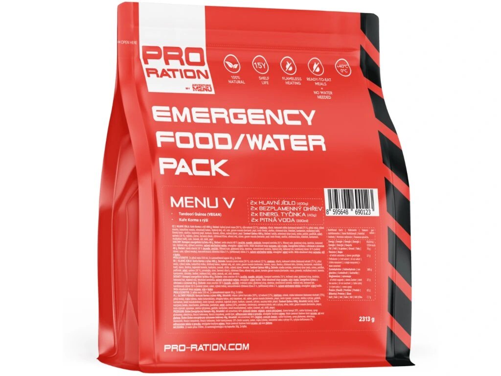 Nouzová potravinová dávka Emergency Food / Water Pro Ration®, MENU V